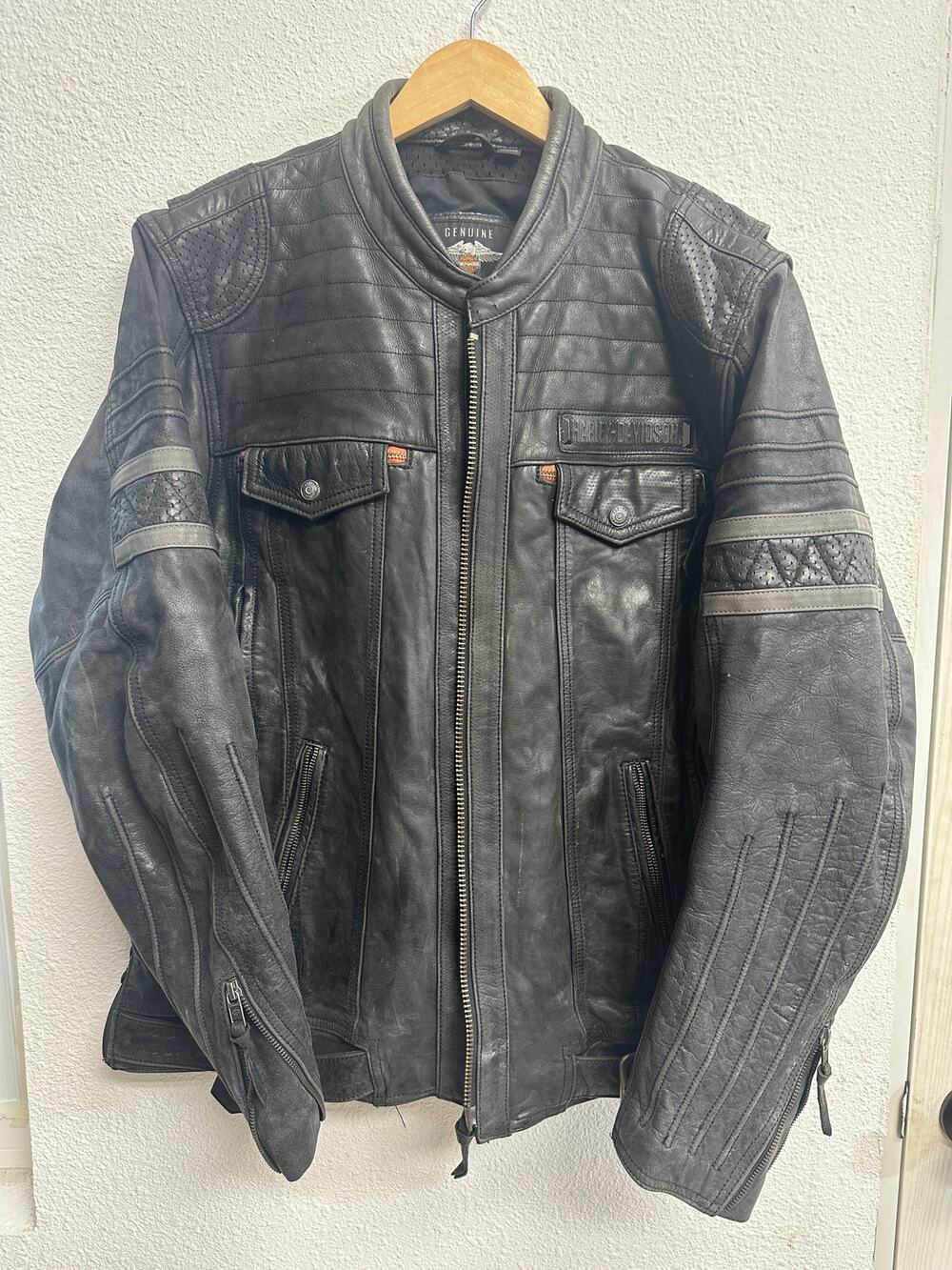 Harley Davidson Men Wick Twister Triple Vent Black Leather Jacket XL 98023-18VM